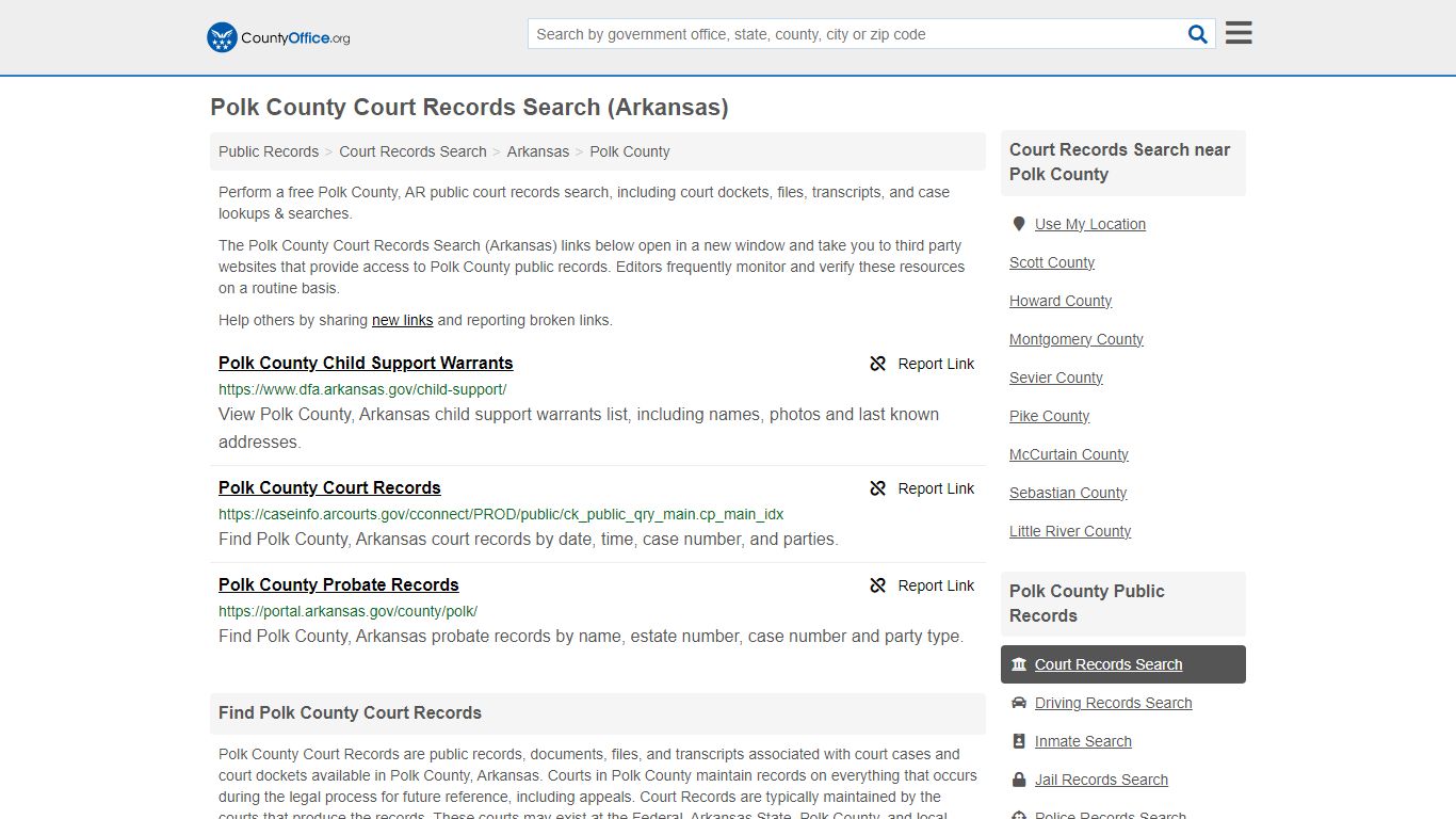 Court Records Search - Polk County, AR (Adoptions, Criminal, Child ...