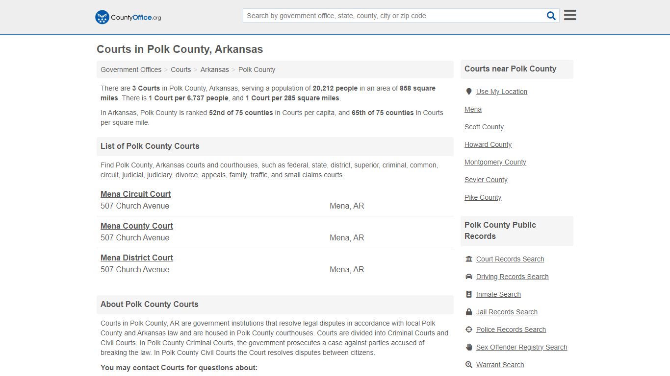 Courts - Polk County, AR (Court Records & Calendars)