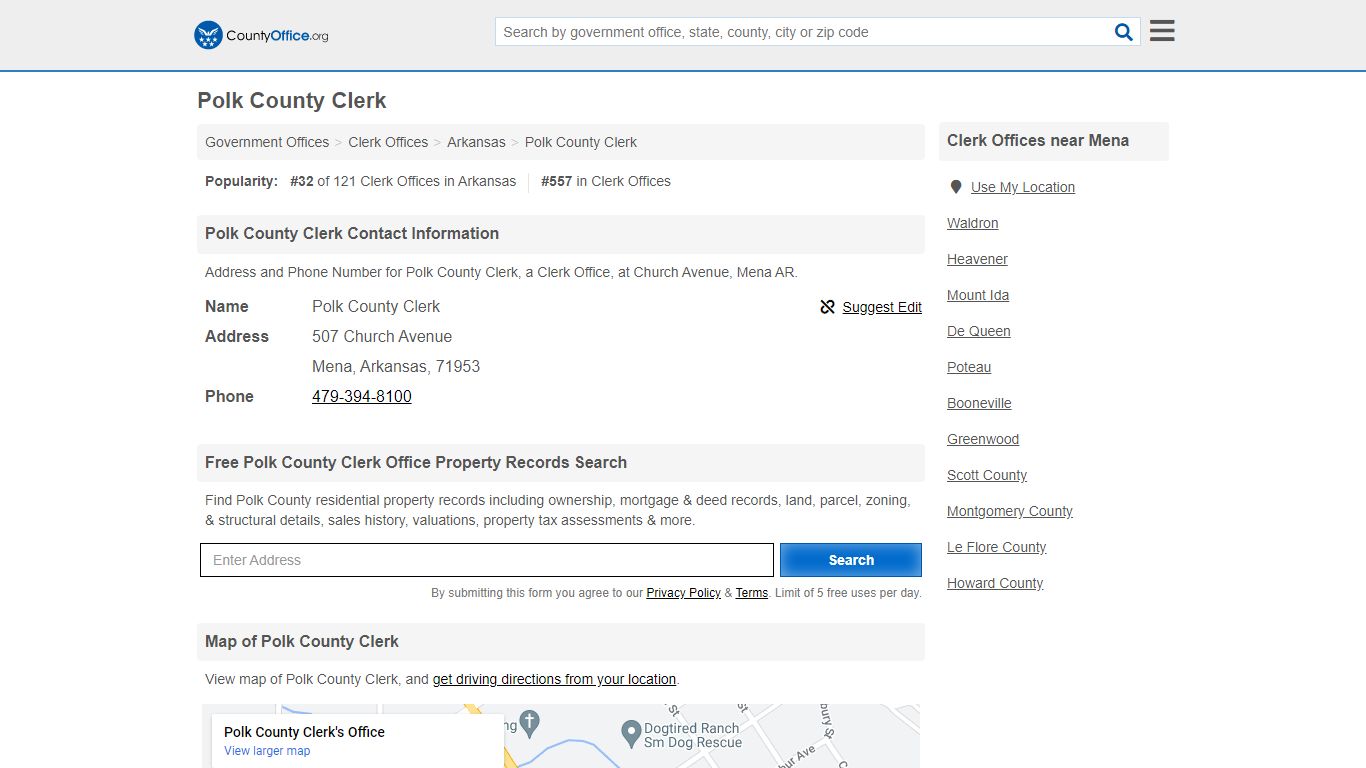 Polk County Clerk - Mena, AR (Address and Phone)